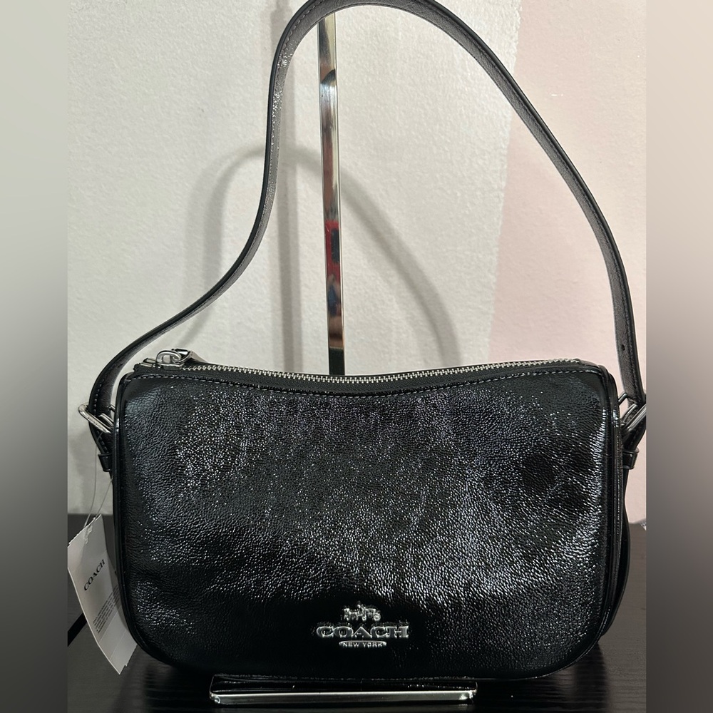 Coach Kailey Shoulder Bag Crinkle Patent NWT Black